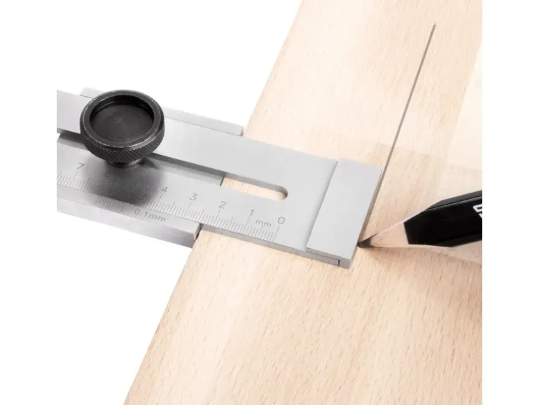 STAHLWERK Streichmaß mit 200 mm Messbereich und 0,1 mm Nonius aus Edelstahl