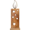 Stand-Kerze mit Metallflammen 15 cm x 45 cm Holz