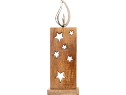 Stand-Kerze mit Metallflammen 15 cm x 45 cm Holz