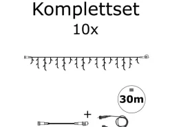Star trading SYSTEM 24 KOMPLETT SET 30mx0,4m LED Lichtervorhang Eisregen Icicle Für Dachrinne