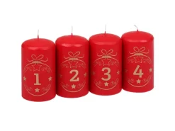 Steinhart Stumpenkerze Advent Balls 1 - 4 Rubin Ø 5,7 cm x 10 cm 4er Riegel