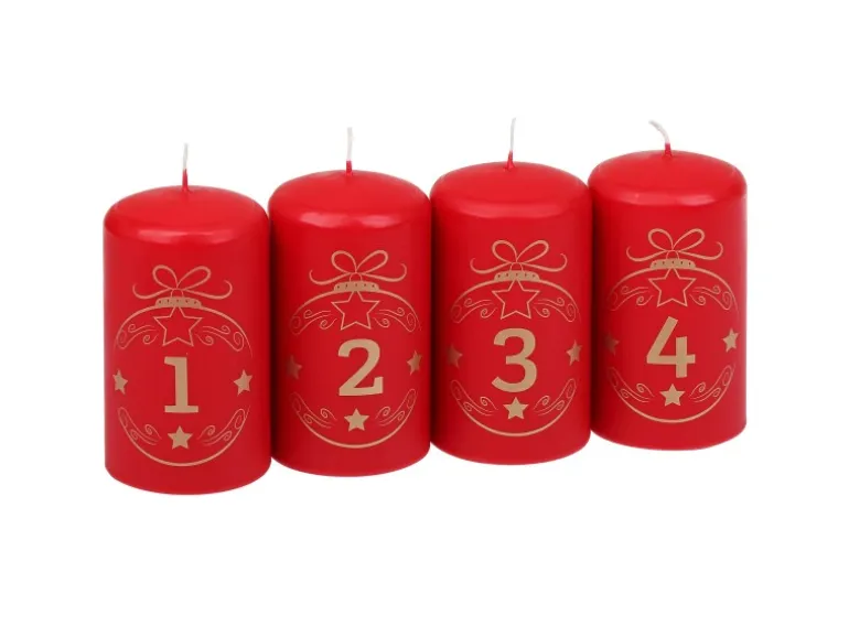 Steinhart Stumpenkerze Advent Balls 1 - 4 Rubin Ø 5,7 cm x 10 cm 4er Riegel