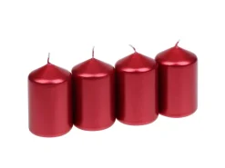 Steinhart Stumpenkerze Edelglanz Ø 4,7 cm x 7,5 cm 4er-Pack Rubin