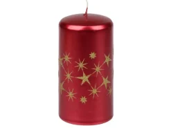 Steinhart Stumpenkerze Glitzersterne Lackiert Ø 5,7 cm x 11 cm Rubin