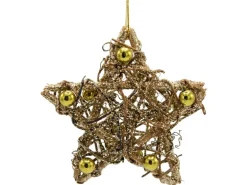 Stern aus Rattan Natur Gold 10 cm