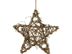 Stern aus Rattan und Kunststoff zum Aufhängen Ø 20 cm Gold
