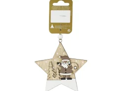 Stern mit Santa zum Hängen aus Holz mit Filz 10 cm