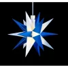 Sterntaler Dekostern Weihnachtsstern Mini-Stern Kunststoff 18-Zacker 12cm Innen LED Batterie mit Timer & Fernbedienung Weiß-blau
