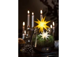 Sterntaler Dekostern Weihnachtsstern Kunststoff 18-Zacker Fernbedienung & Timer 12cm Außen LED Batterie Gelb