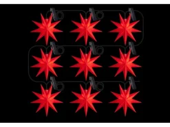 Sterntaler Sternenkette Weihnachtsstern Kette 9 Zacker 9 Sterne 11,5cm Innen und Außen LED Netzstecker mit Timer Rot