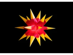 Sterntaler Sternenkette Weihnachtsstern Kette 9 Sterne 18 Zacker 12cm Innen und Außen LED Netzstecker mit Timer Rot-Gelb