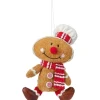 Stoff-Lebkuchenfigur Hängend Braun-Rot-Weiß 12 cm x 5 cm x 17 cm