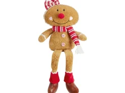 Stoff-Lebkuchenfigur Sitzend Braun-Rot-Weiß 16 cm x 8 cm x 40 cm