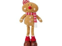 Stoff-Lebkuchenfigur Stehend Braun-Rot-Weiß 16 cm x 8 cm x 40 cm