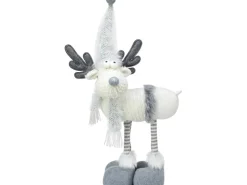 Stoff-Rentier 54 cm Weiß-Hellgrau