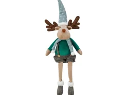 Stoff-Rentier Sitzend 21 cm x 12 cm x 55 cm Braun-Grün