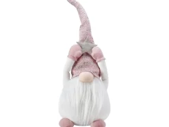 Stoff-Weihnachtsmann Sitzend Rosa-Weiß 45 cm x 9 cm x 16 cm