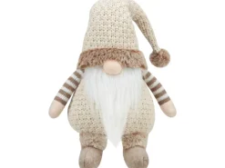 Stoff-Wichtel Sitzend Beige-Braun 17 cm x 12 cm x 46 cm