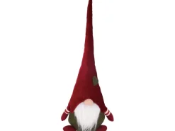 Stoff-Wichtel Sitzend Rot-Grau