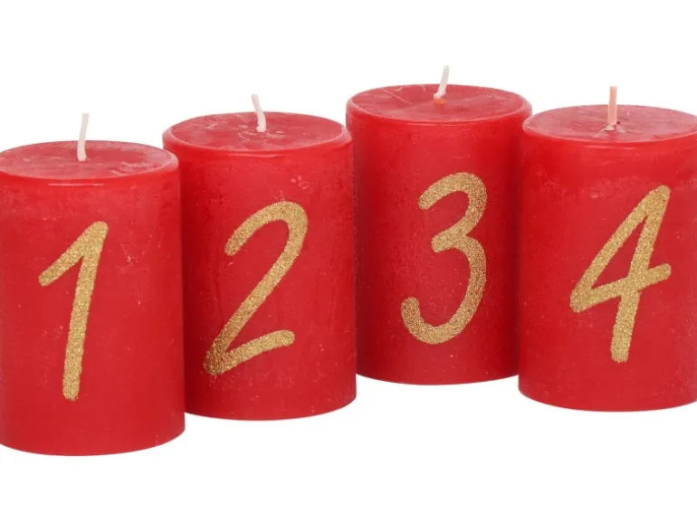 Stumpenkerze 80/58 mm Rubin 4er-Pack