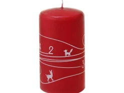 Stumpenkerze Winterspuren 120/67 mm Rubin