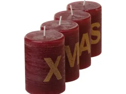 Stumpenkerze X-MAS 80/58 mm Altrot 4er-Pack