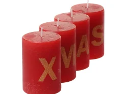 Stumpenkerze X-MAS 80/58 mm Rubin 4er-Pack