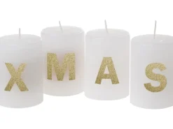 Stumpenkerze X-MAS 80/58 mm Weiß 4er-Pack