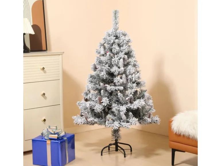 Svita Weihnachtsbaum Künstlich Schnee Mit Tannenzapfen Und Beeren 371 Zweig-Spitzen Inkl. Ständer Luvi-Nadeln 150cm