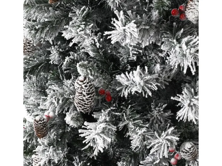 Svita Weihnachtsbaum Künstlich Schnee Mit Tannenzapfen Und Beeren 371 Zweig-Spitzen Inkl. Ständer Luvi-Nadeln 150cm