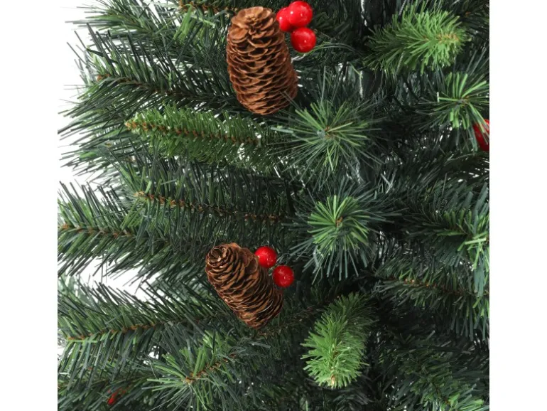 Svita Weihnachtsbaum Künstlich Mit Tannenzapfen Und Beeren 661 Zweig-Spitzen Inkl. Ständer Luvi-Nadeln 180cm