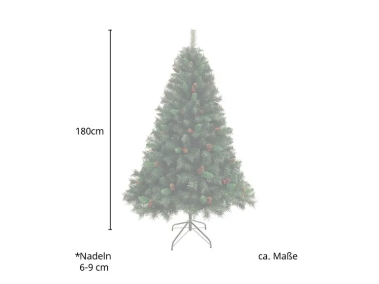 Svita Weihnachtsbaum Künstlich Mit Tannenzapfen Und Beeren 661 Zweig-Spitzen Inkl. Ständer Luvi-Nadeln 180cm