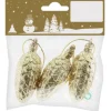 Tannenzapfen Kunststoff Glitter Gold 7 cm 3 Stück