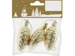 Tannenzapfen Kunststoff Glitter Gold 7 cm 3 Stück