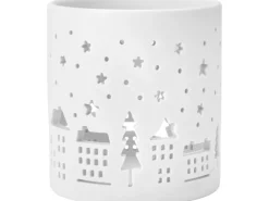 Teelichtglas Keramik Weiß Matt 3-fach sortiert  Ø 7 cm x 8 cm