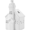 Teelichthalter Kirche Keramik Weiß Matt 15 cm x 8 cm x 7 cm