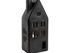 Teelicht-Haus Keramik 21 cm x 9 cm x 6,5 cm Schwarz Matt