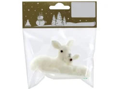 Tischschmuck Samtweiche Rehe-Set aus Kunststoff Weiß