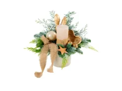 Vasengesteck mit 1 Kerzen in Karamell/Holz Länge 20 cm