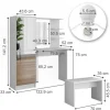 Vicco Frisierkommode  Jasmin Weiß 123 cm mit LED-Beleuchtung und Bank