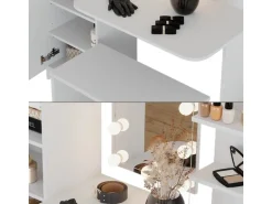 Vicco Frisierkommode  Jasmin Weiß 123 cm mit LED-Beleuchtung und Bank