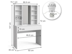 Vicco Schminktisch Alexa Weiß 93 cm mit LED Beleuchtung
