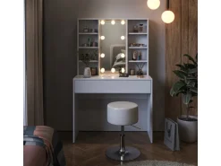 Vicco Schminktisch Alexa Weiß 93 cm mit LED Beleuchtung