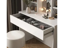 Vicco Schminktisch Alexa Weiß 93 cm mit LED Beleuchtung und Hocker