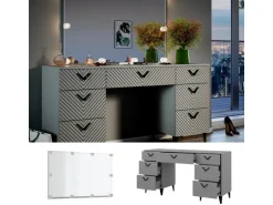 Vicco Schminktisch Anett Grau 150 cm mit LED Beleuchtung