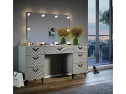 Vicco Schminktisch Anett Grau 150 cm mit LED Beleuchtung