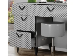 Vicco Schminktisch Anett Grau 150 cm mit LED Beleuchtung