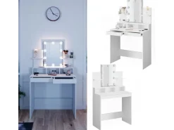 Vicco Schminktisch Ania Weiß 80 cm mit LED Beleuchtung