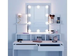 Vicco Schminktisch Ania Weiß 80 cm mit LED Beleuchtung