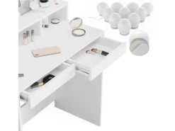 Vicco Schminktisch Ania Weiß 80 cm mit LED Beleuchtung